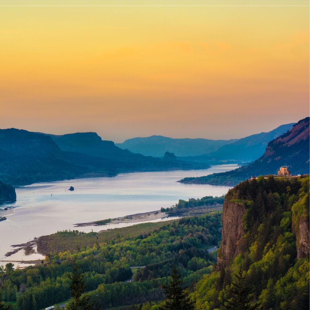 Columbia River Gorge at Sunset